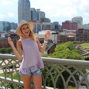 Lavender fringe tank top from Juniper Blu in a size small for sale